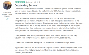 Outstanding Customer review - Ovadia Jewellery