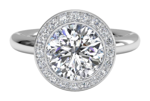 Rose Gold Ritani Bezel Set Halo Diamond Solitaire